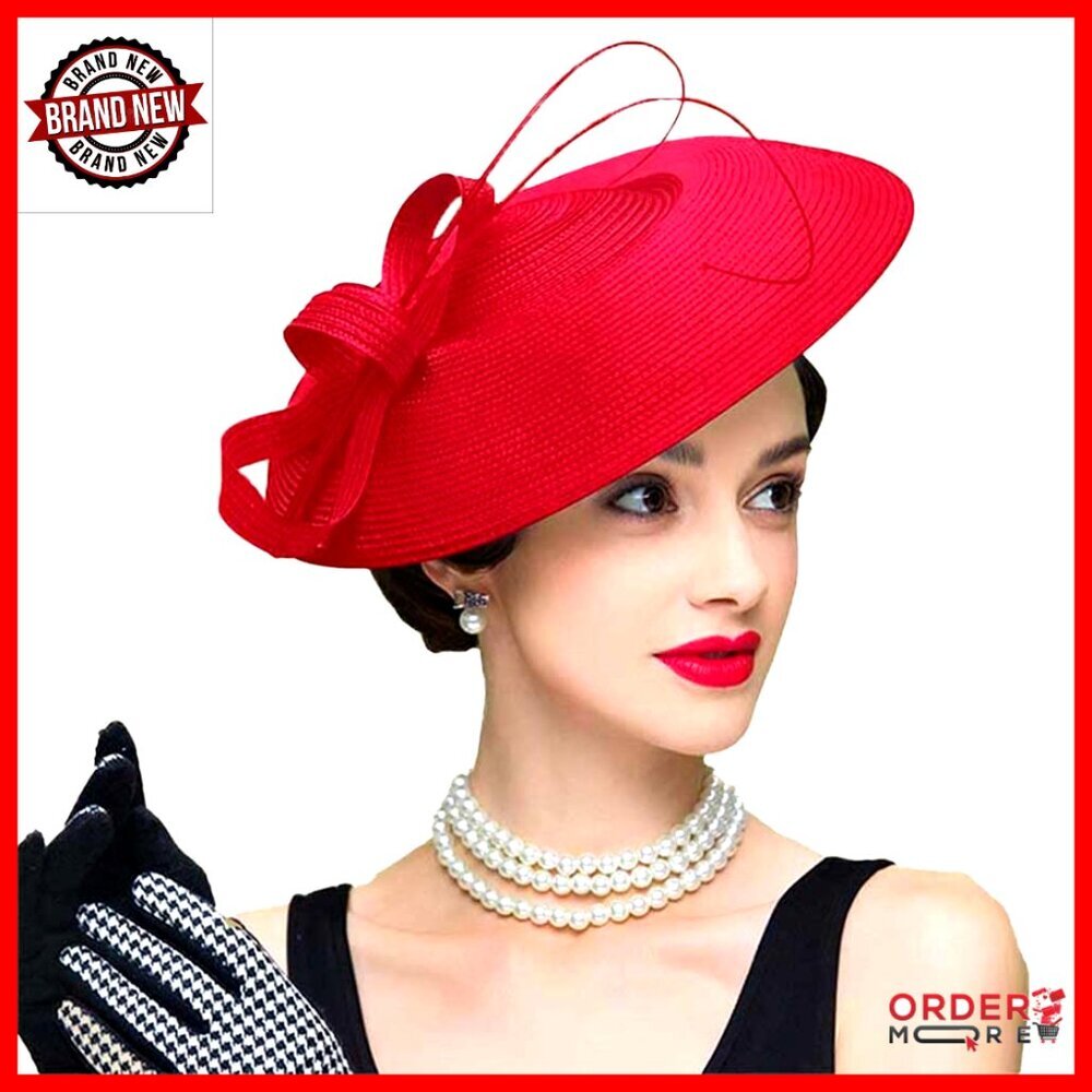 Straw Fedora Wide Brim Fascinator Hat Dual-Wear Design for Special Occasions